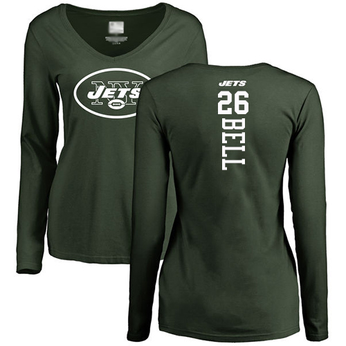 New York Jets Green Women LeVeon Bell Backer NFL Football 26 Long Sleeve T Shirt